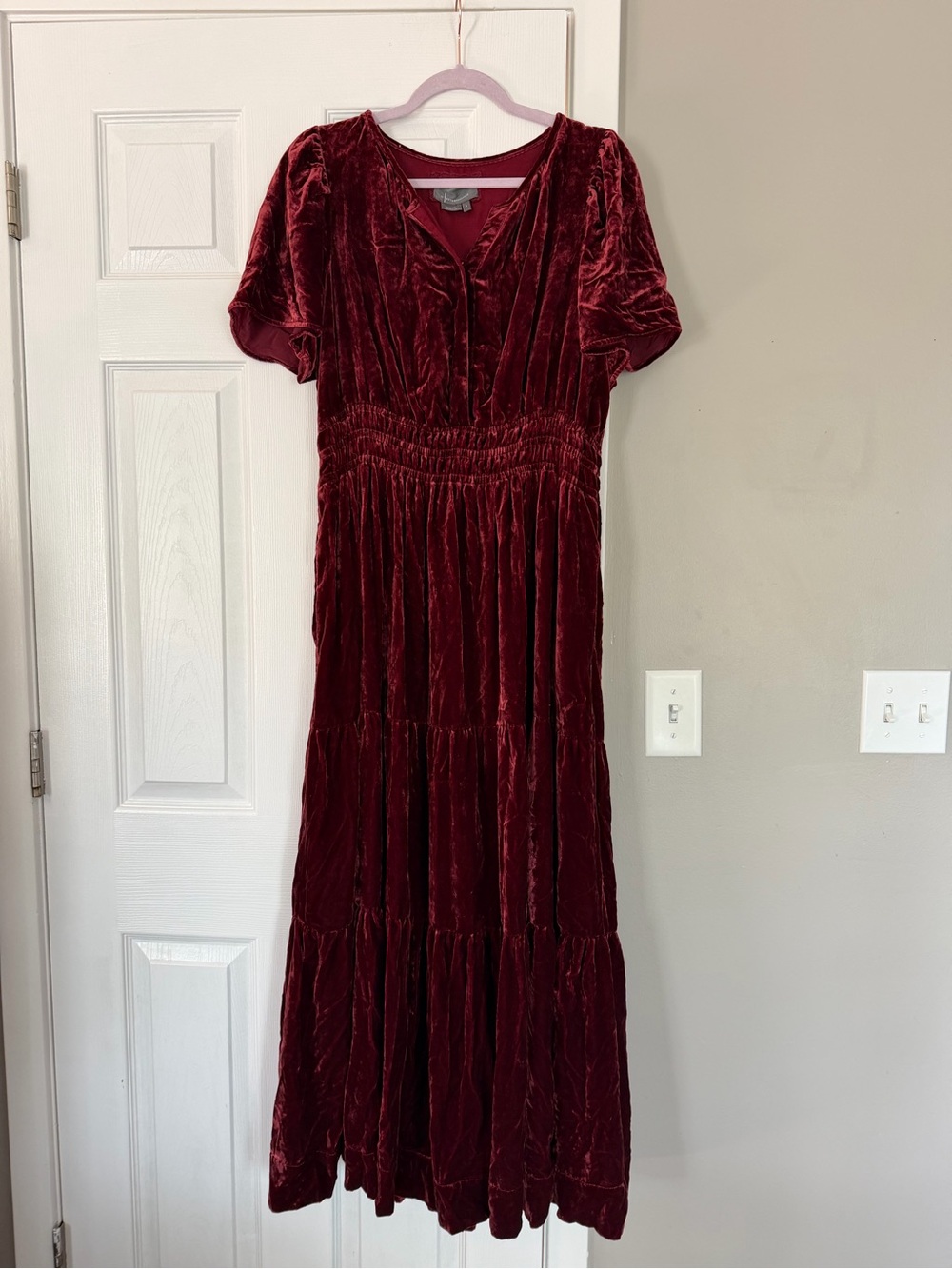 Anthropologie Velvet Somerset Burgundy Maxi Dress Autumn Fall